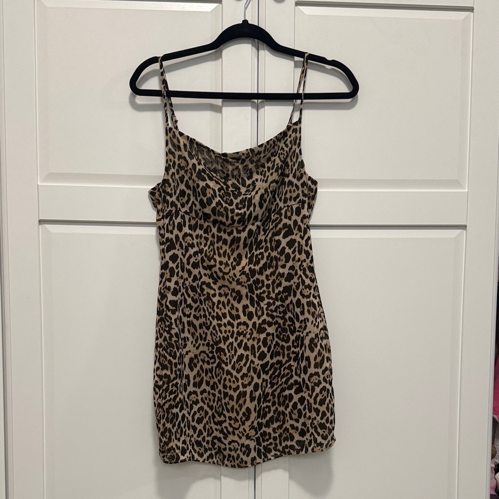 Leopard Print Mini Dress - Brown